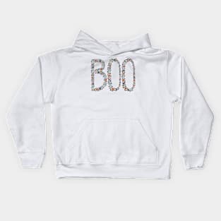 Halloween Boo Line Art - Teal & Orange Kids Hoodie